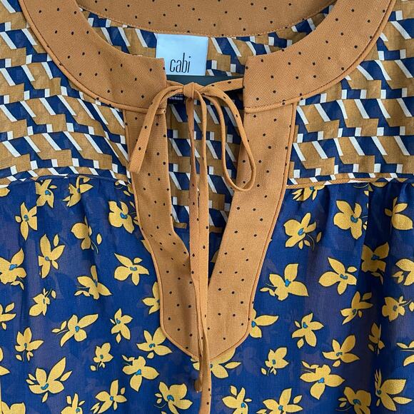 Cabi Golden Eye Harmony Blouse Top Sz M Ruffle Long Sleeves Neck Tie Boho #3953 - Picture 5 of 11